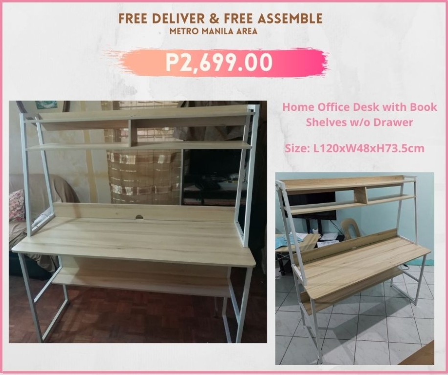 FREE SHIPPING!!! Computer Table Desk with Lower & Upper Book Organizer ...