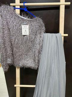grey co-ord maxi skirt set