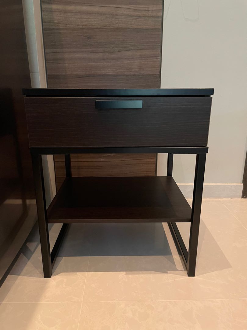 IKEA TRYSIL Bedside Table / black wooden side table , Furniture & Home