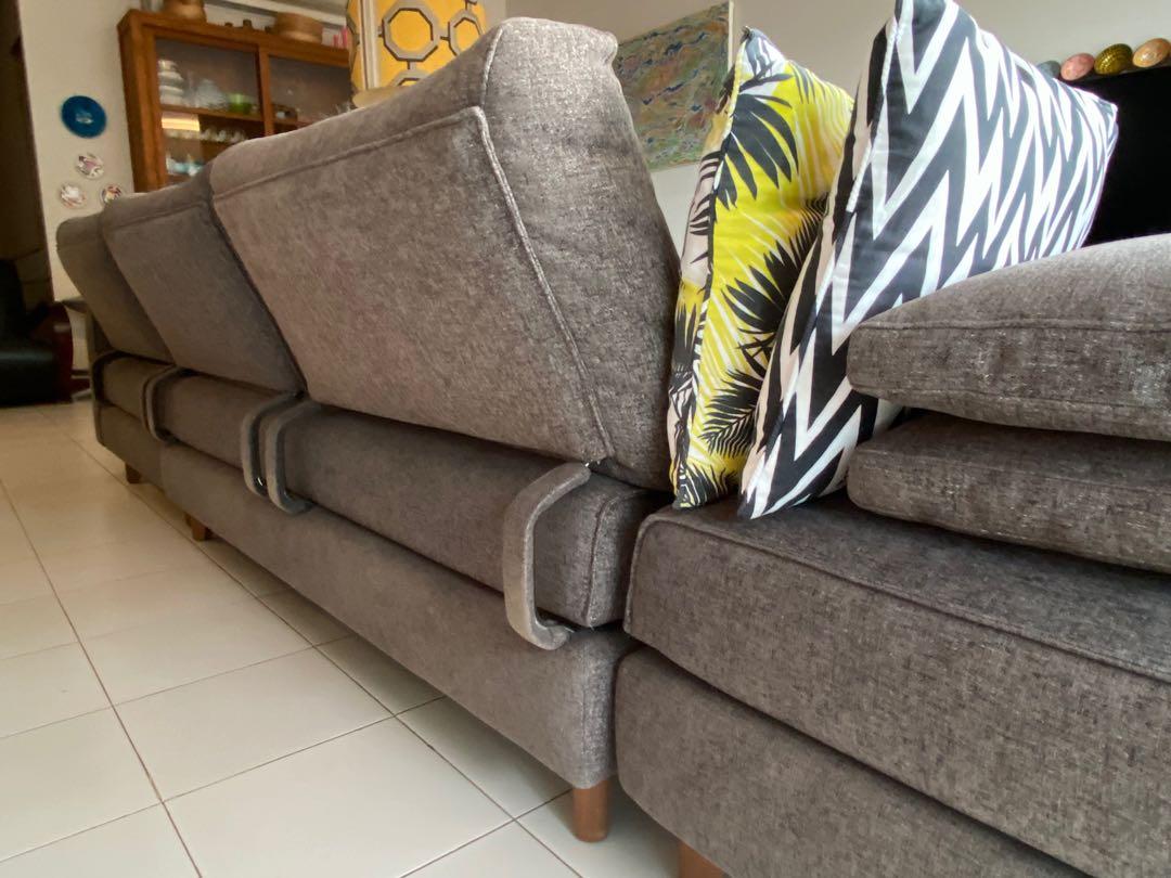 King Living Delta III 3 seater Lshaped couch with ottoman, Furniture