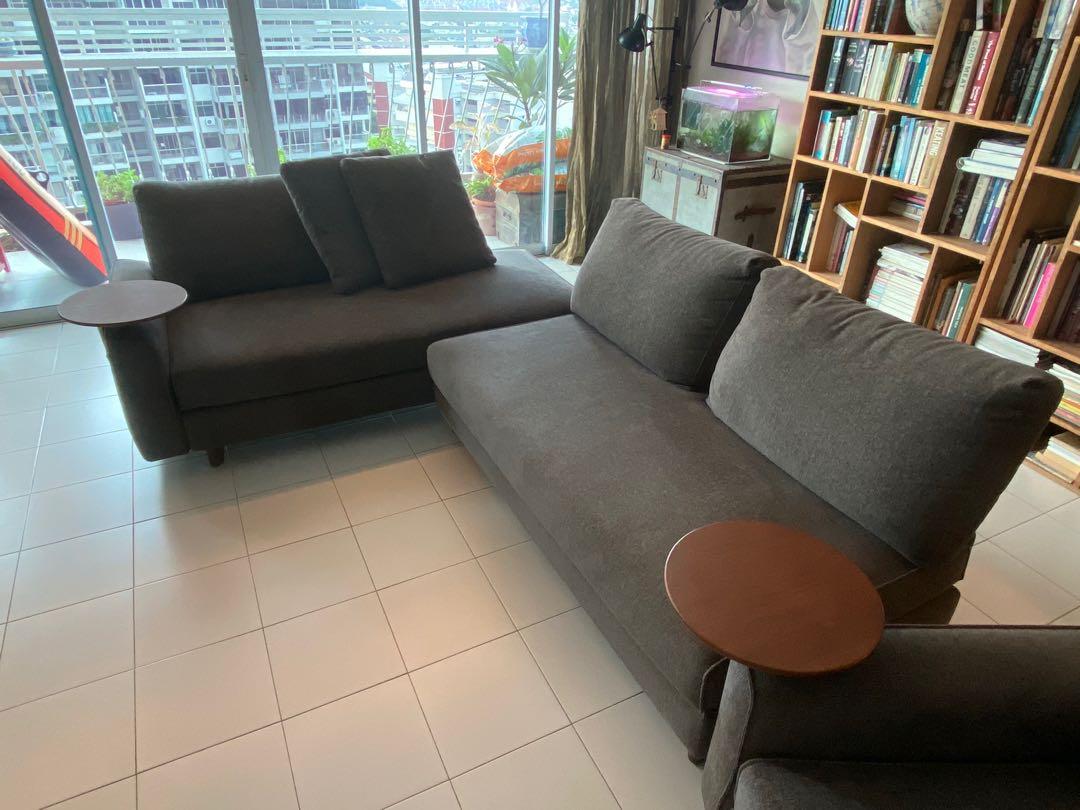 King Living Delta III 3 seater Lshaped couch with ottoman, Furniture