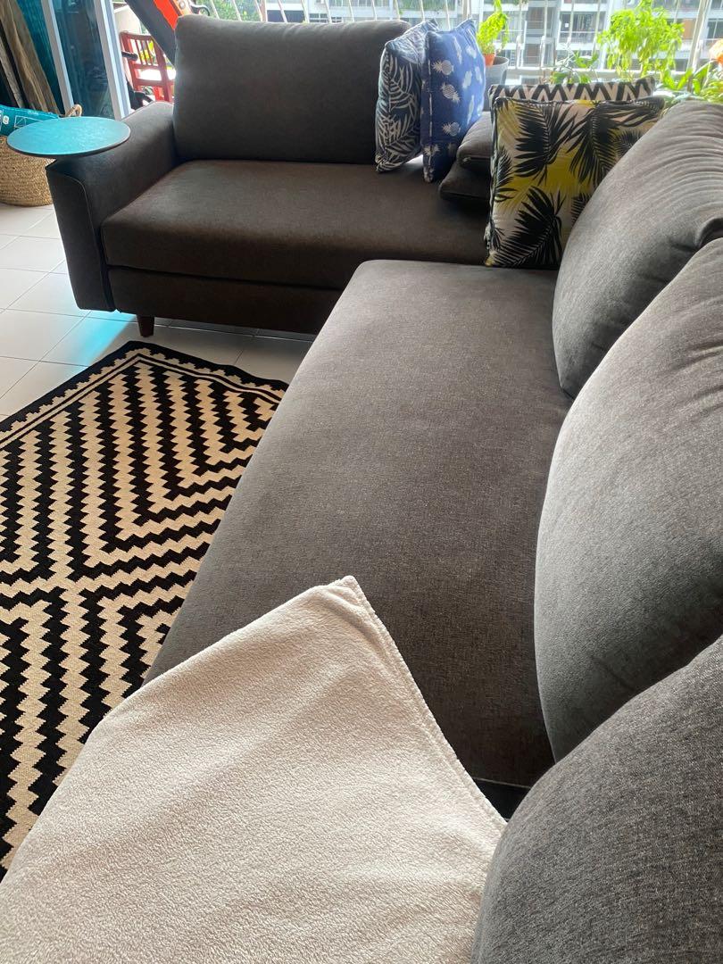 King Living Delta III 3 seater Lshaped couch with ottoman, Furniture