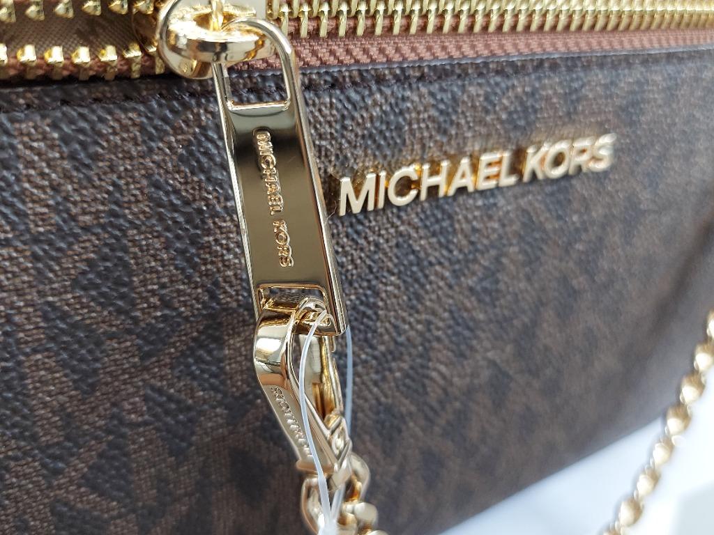 Michael Kors Jet Set Chain Large Crossbody — Brown Logo/Luggage