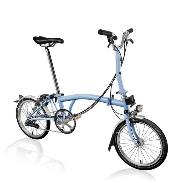 Cloud Blue M6L Brompton with Hub Dynamo Front Rear Lights