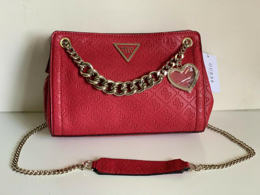 GUESS LYRA QUATTRO G RED CONVERTIBLE CROSSBODY SLING MESSENGER BAG PURSE 98 SALE