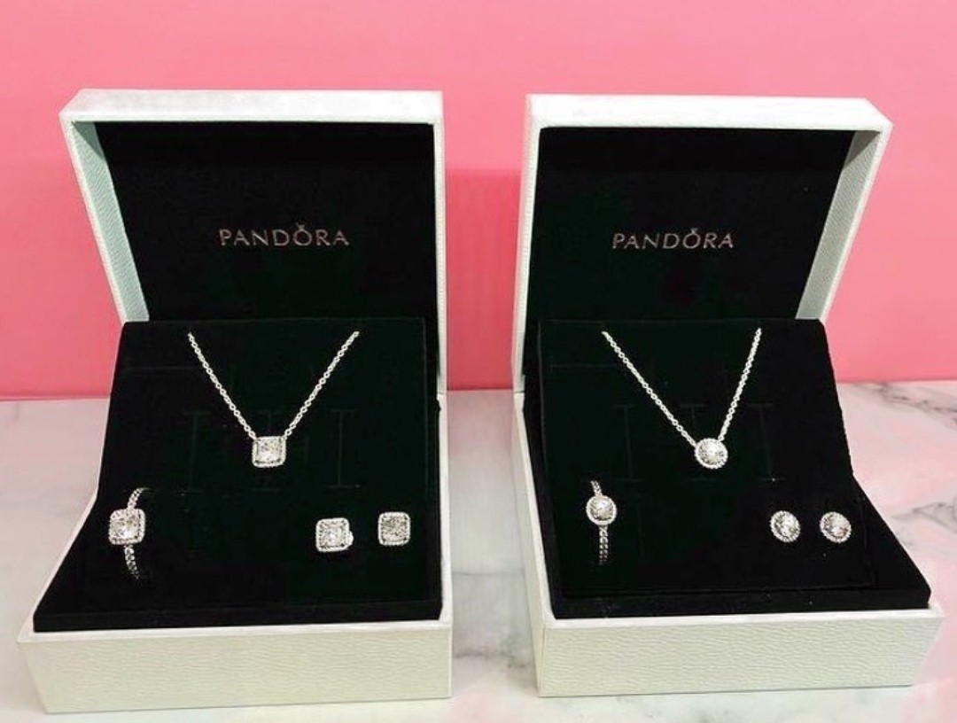 Pandora necklace earring new arrivals and ring set