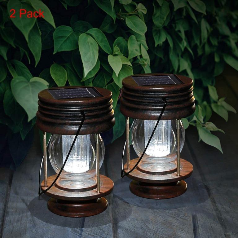 Solar Hanging Lights 2 Pack Outdoor, White Outdoor Candle Lanterns For Patio