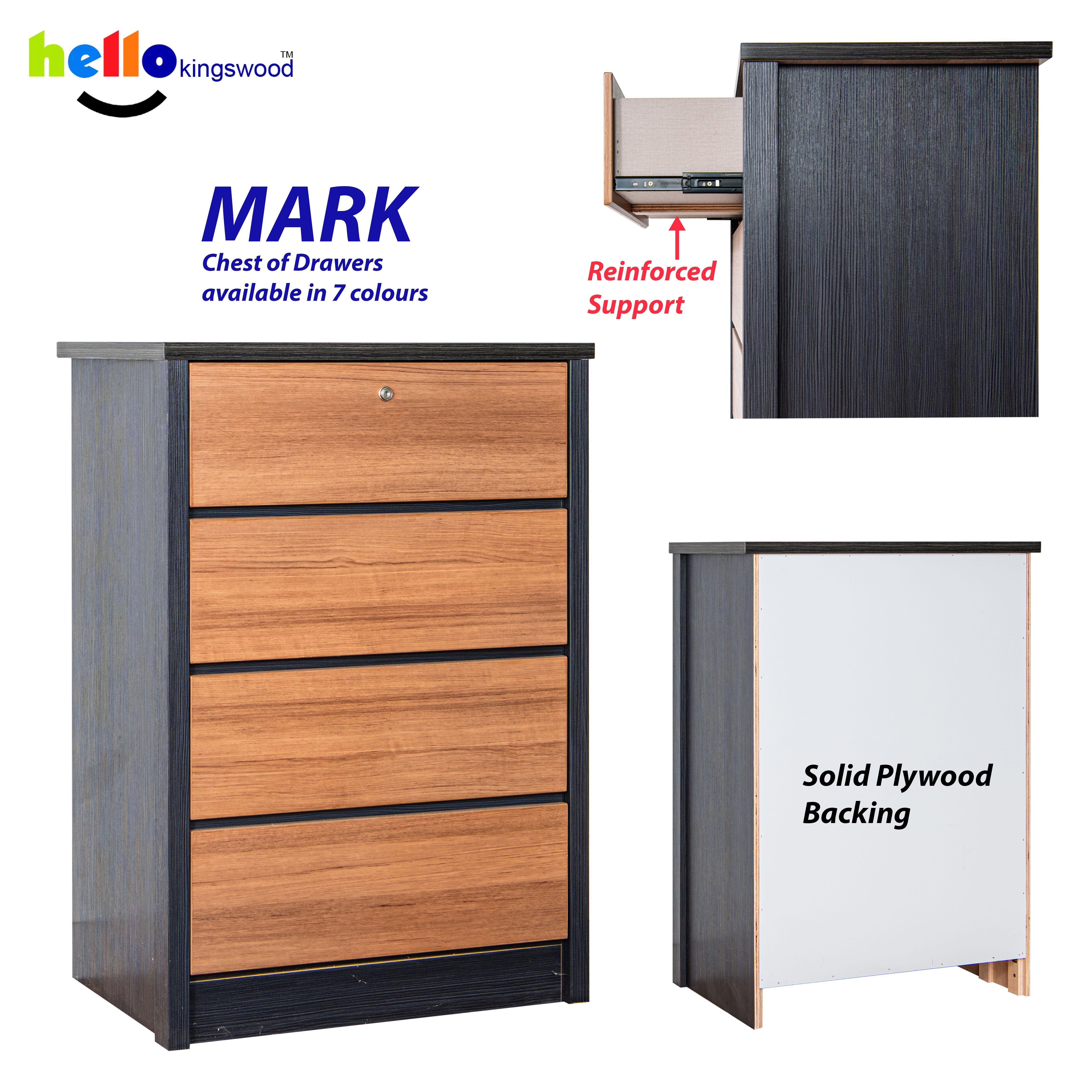 Solid plywood Chest of Drawers, 4 drawers storage cupboard