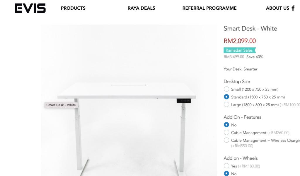 (SUPER CHEAP) EVIS SmartDesk *adjustable height* 60% OFF RM800 ...