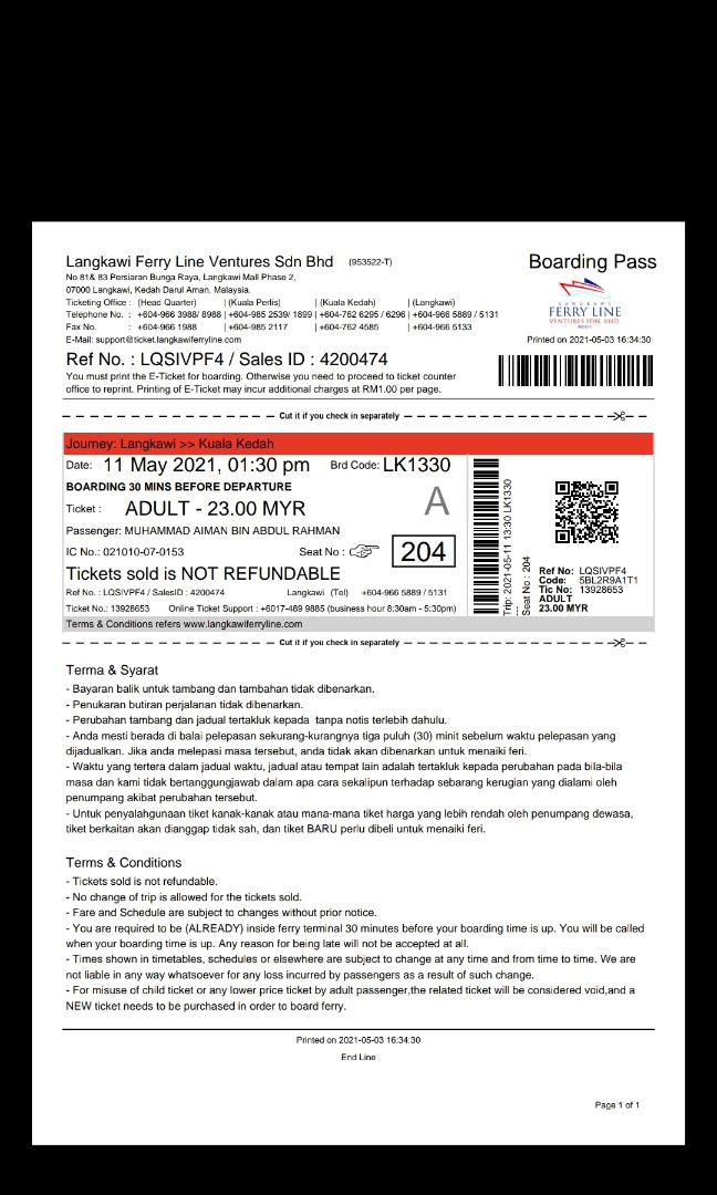Tiket Ferry Langkawi Kuala Kedah Tickets Vouchers Attractions Tickets On Carousell
