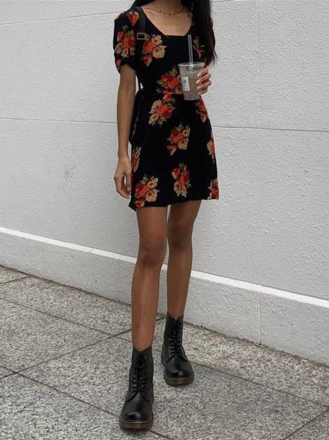 Topshop black floral dress cheap