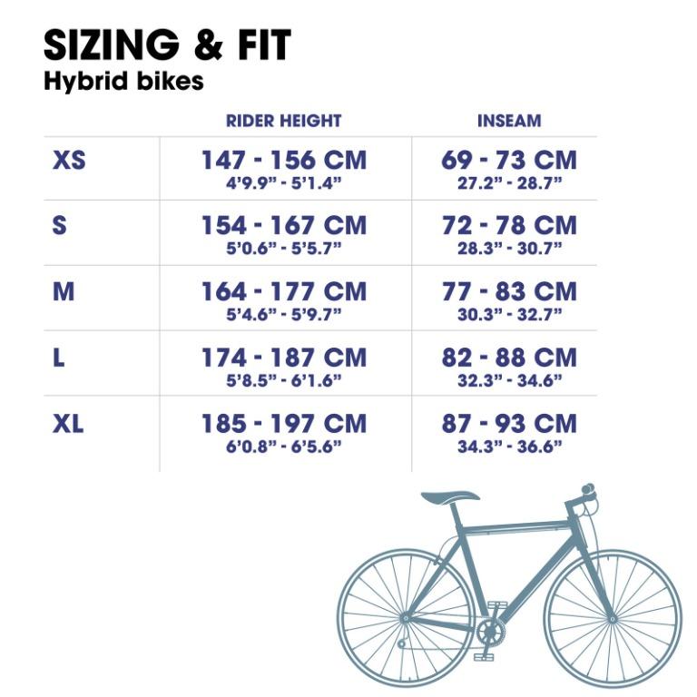 Trek hybrid 2024 size chart