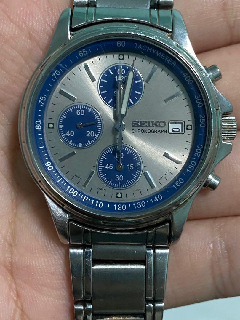 Vintage Seiko Chrono blue Panda 1/20sec SND083, Luxury, Watches on Carousell