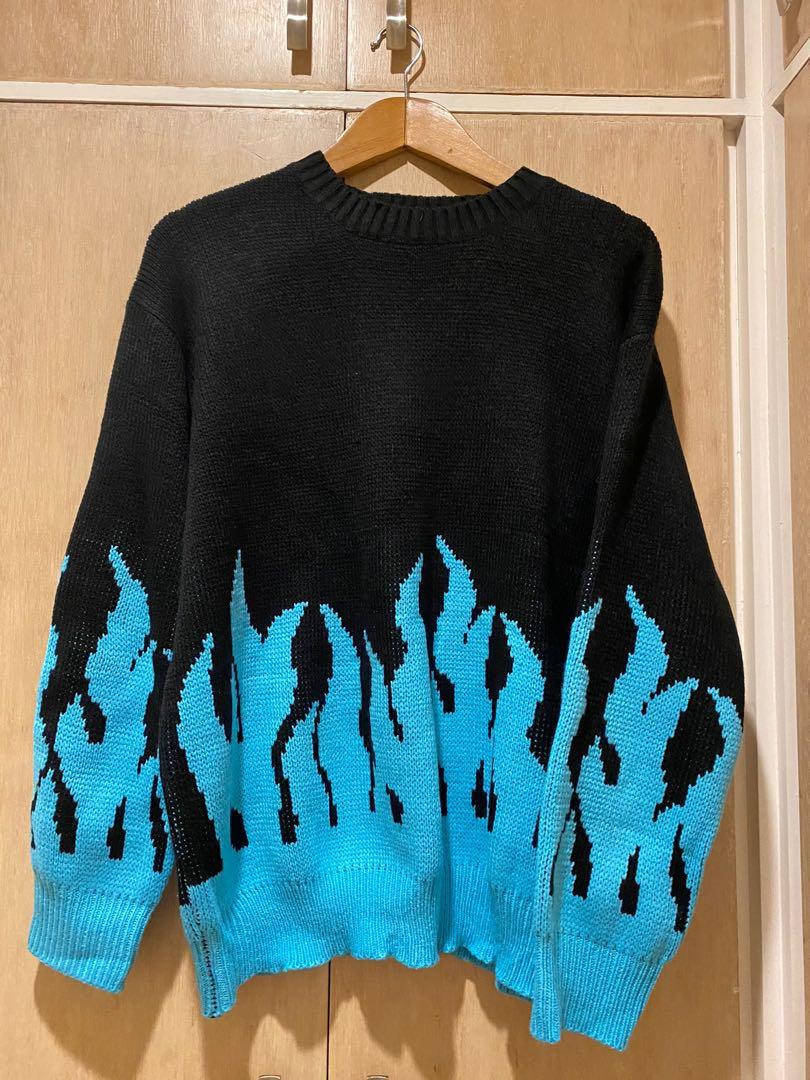 Black and blue online fire sweater