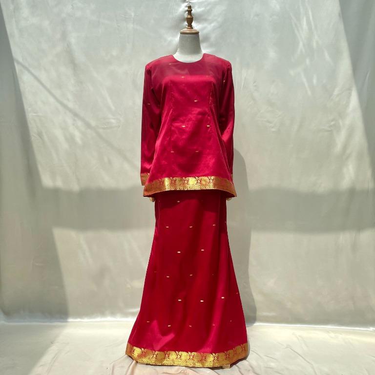 Baju Raya 2021 Rafa Garnet Red Baju Kurung Moden Kain Duyung With Polyester Lining Muslimah Fashion Two Piece On Carousell