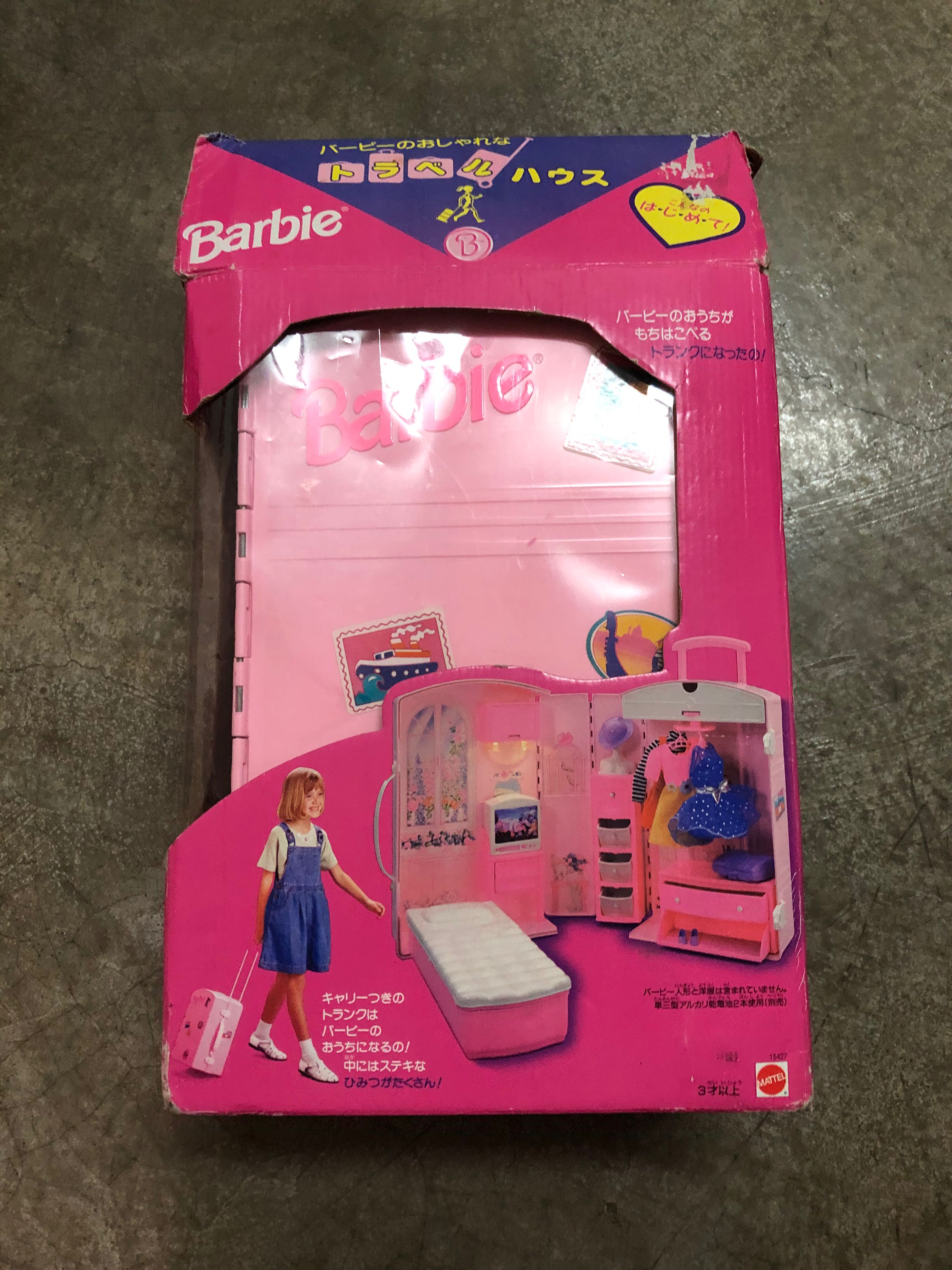 Barbie 1995 Travelin' House Trunk, Pink Luggage Traveling Suitcase