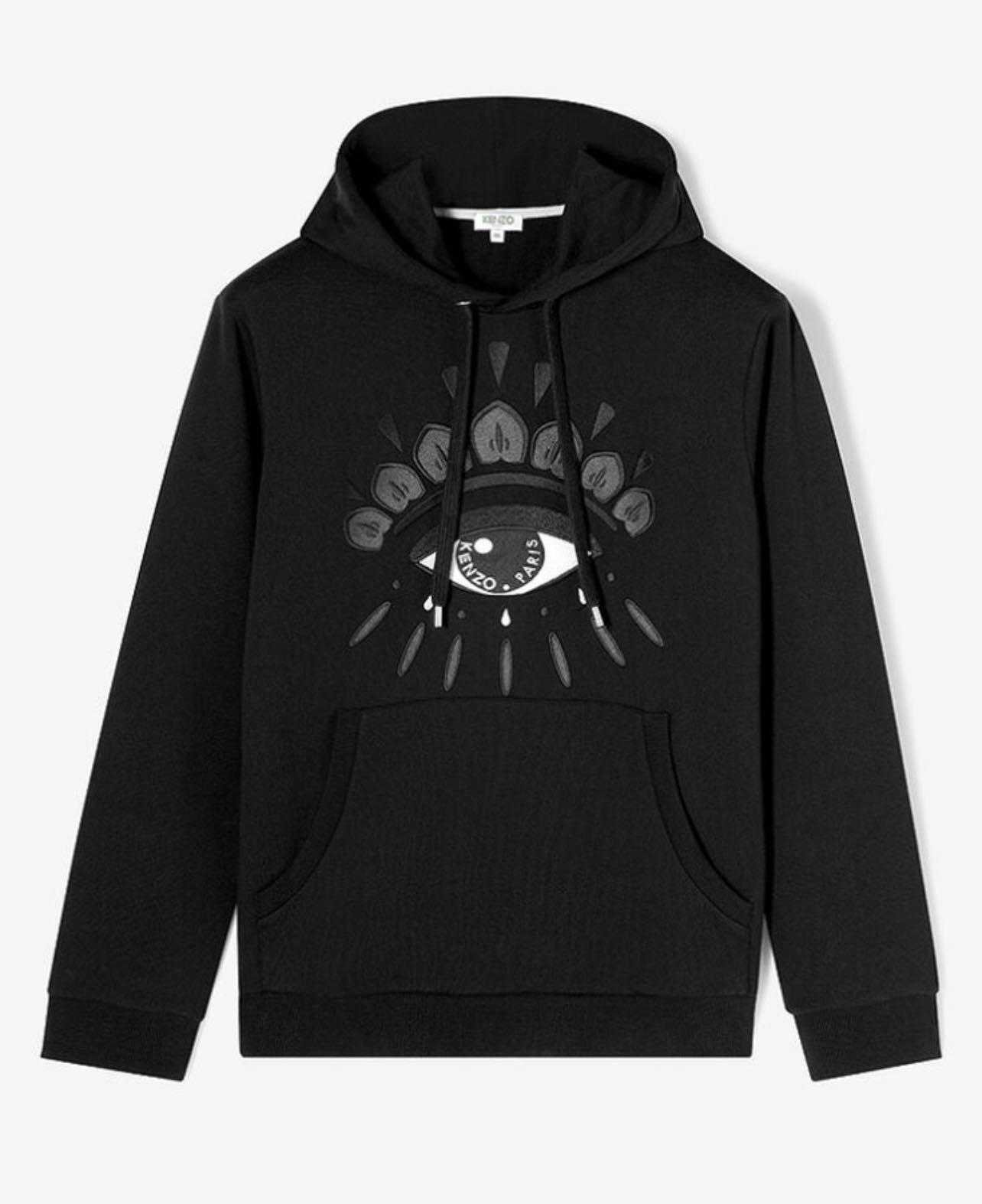 Kenzo Eye Hoodie Embroidered Black Grey 