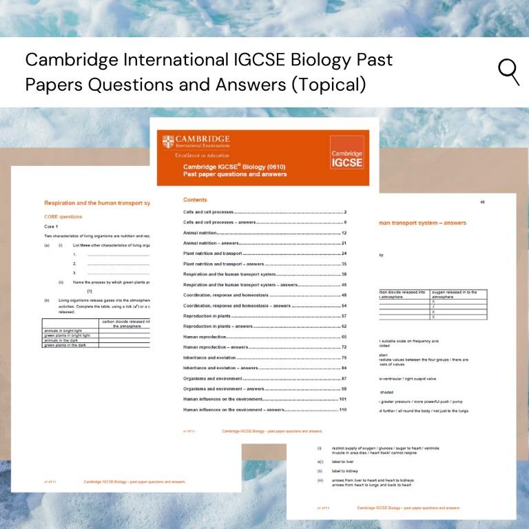 Cambridge IGCSE Biology (0610) Past Exam Questions and Answers, Hobbies &  Toys, Books & Magazines, Textbooks on Carousell