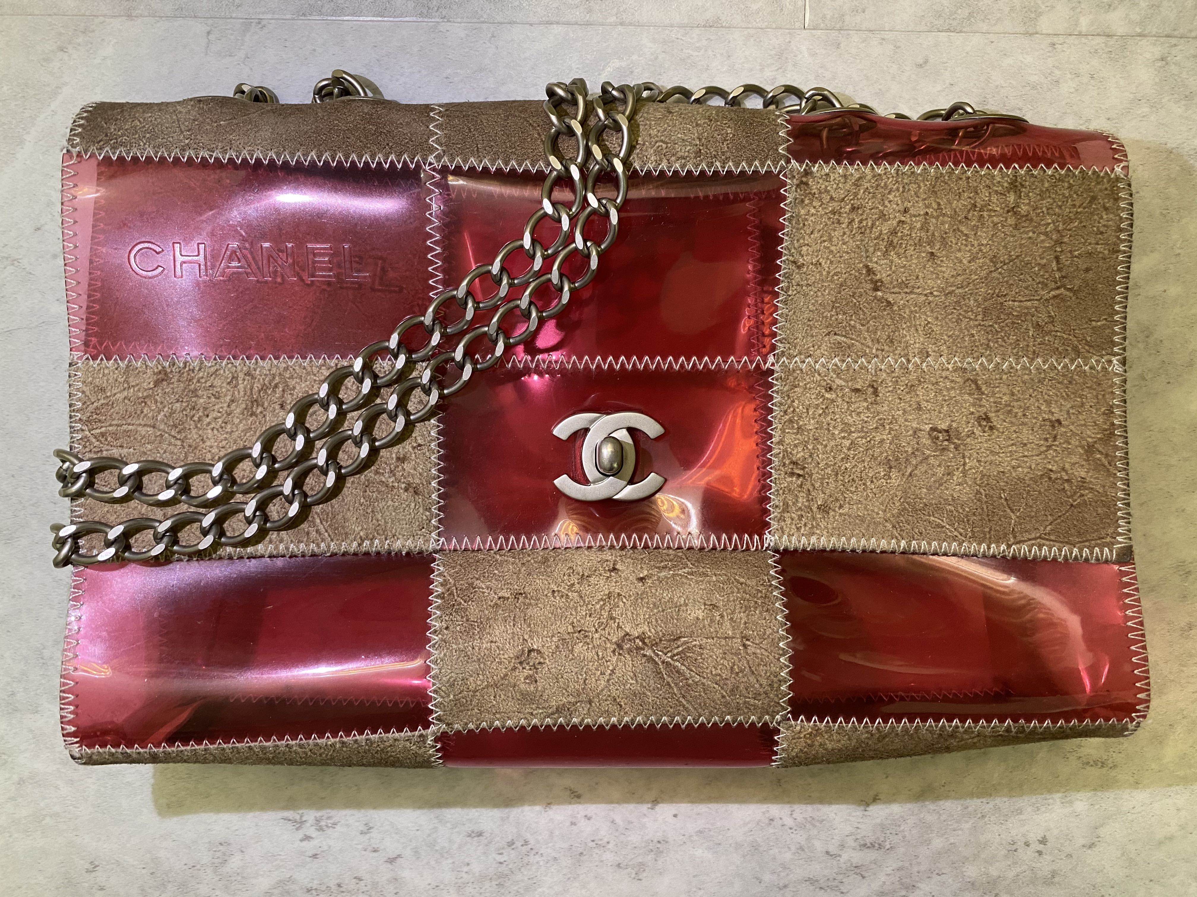 Vintage CHANEL Naked Patchwork Clear Bag at Rice and Beans Vintage
