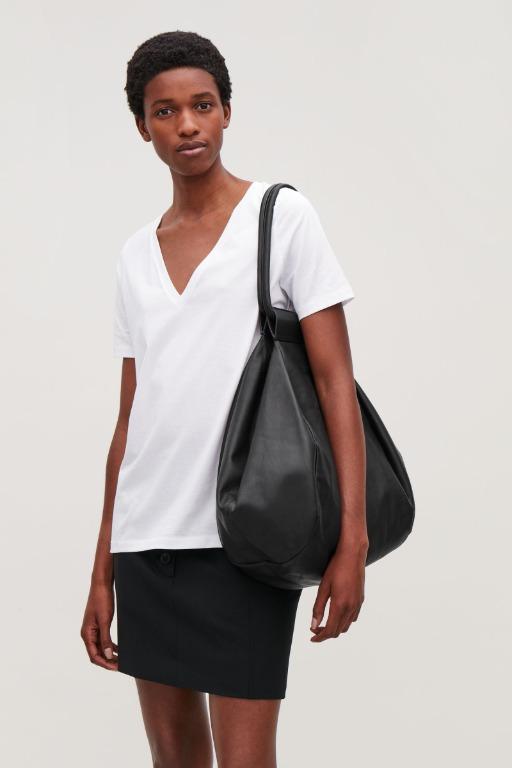 Cos folded leather tote bag top