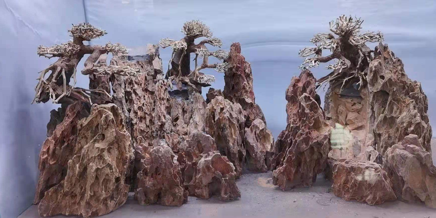 Customise sand water fall decoration for aquarium fish tank aquascaping