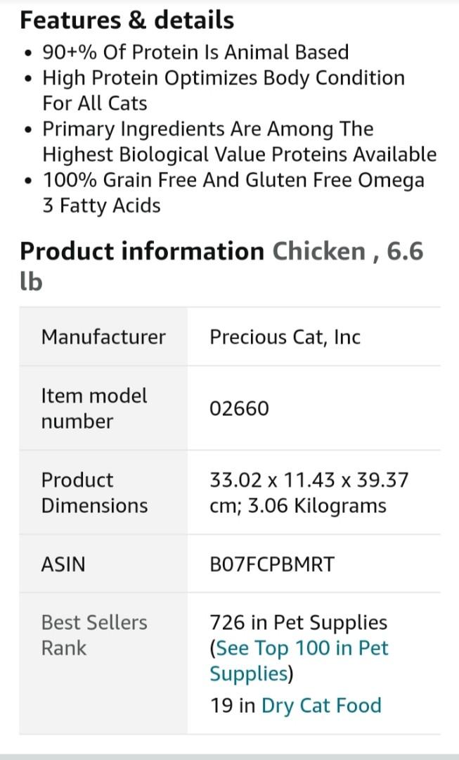 Dr.Elsey's Cleanprotein Chicken Formula Dry Cat Food 3kg, Pet Supplies