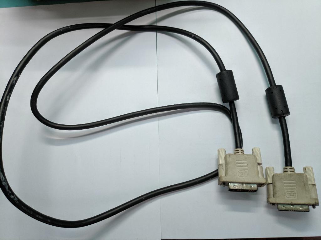 DVI Cable (Category: Cables & Adaptors) located in Manila. Submitted by notcleverwithusernames (Listing ID 1086585953, Image 2). Description: Used this on my old monitor with DVI ports, recently upgraded and don't need it anymore.