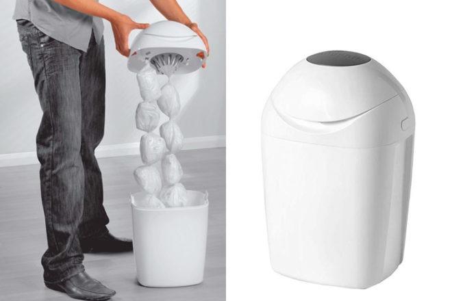 e White Tommee Tippee Sangenic Twist Click Diaper Disposal Bin