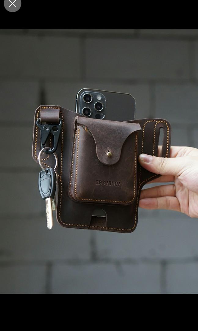 Easyonly cowhide mobile phone belt bag Men s Fashion Bags Belt