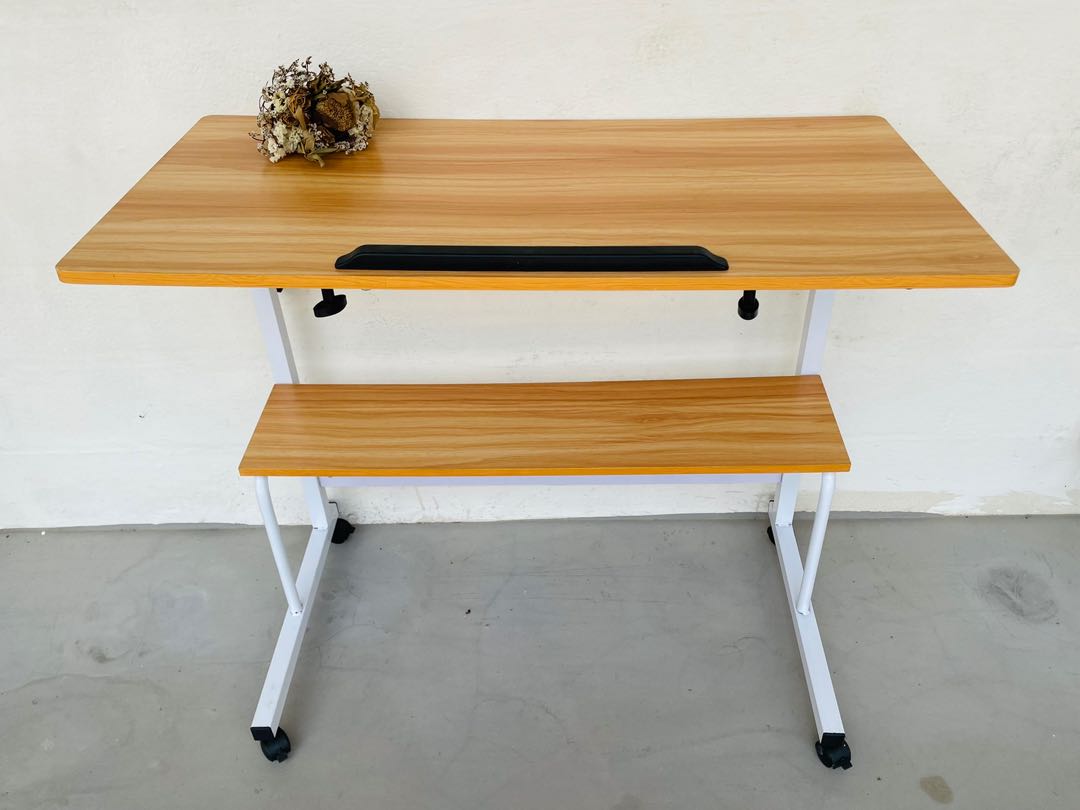 Height adjustable Computer Table study table with wheels, Furniture ...