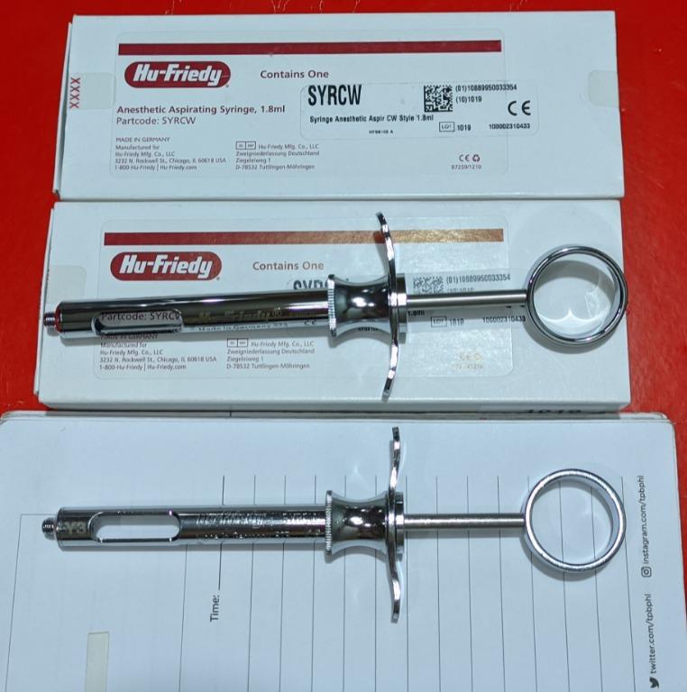 Hu-Friedy SYRCW Typ CW Anästhesiespritze – 1,8 Ml, Cook-Waite Aspirationsspritze Für Lokalanästhetika, Zahnmedizinisches Instrument