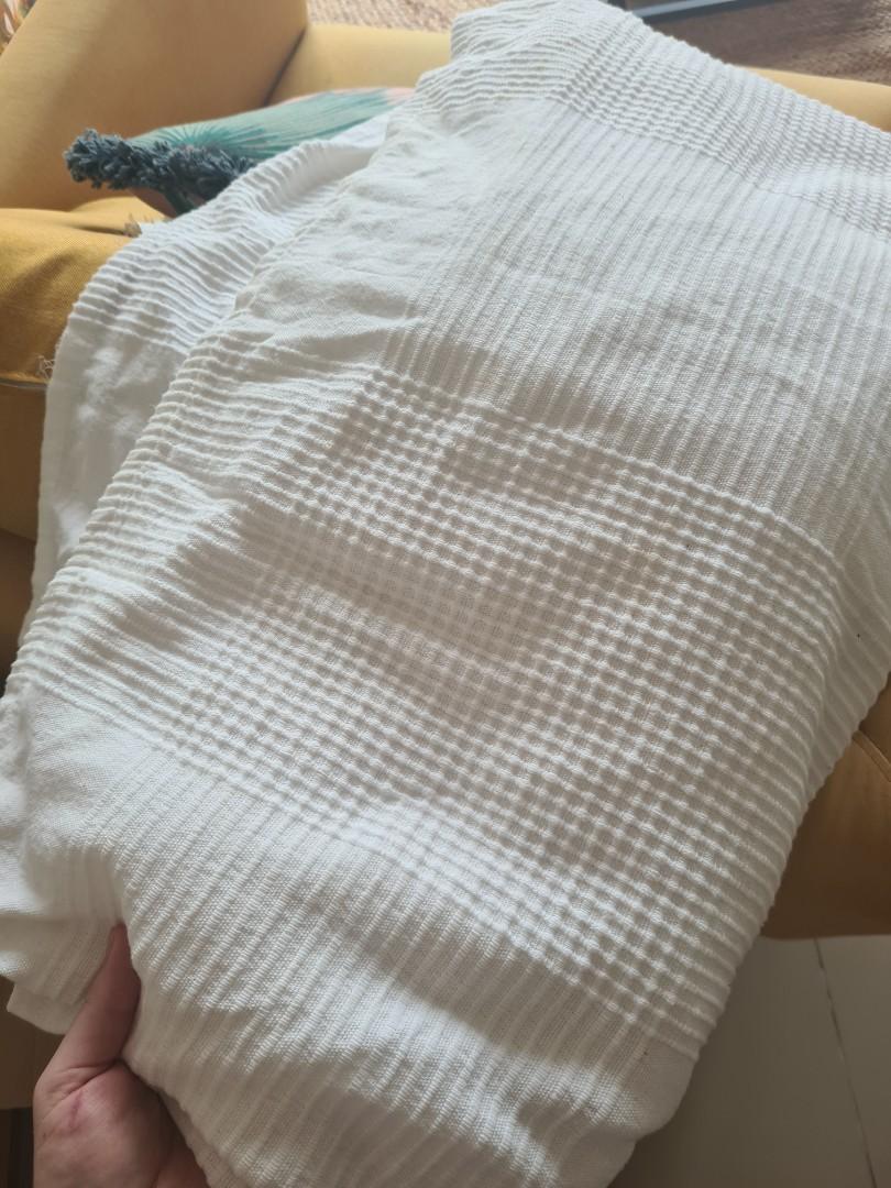 Ikea large cream indira throw Furniture Home Living Home Decor Cushions Throws on Carousell
