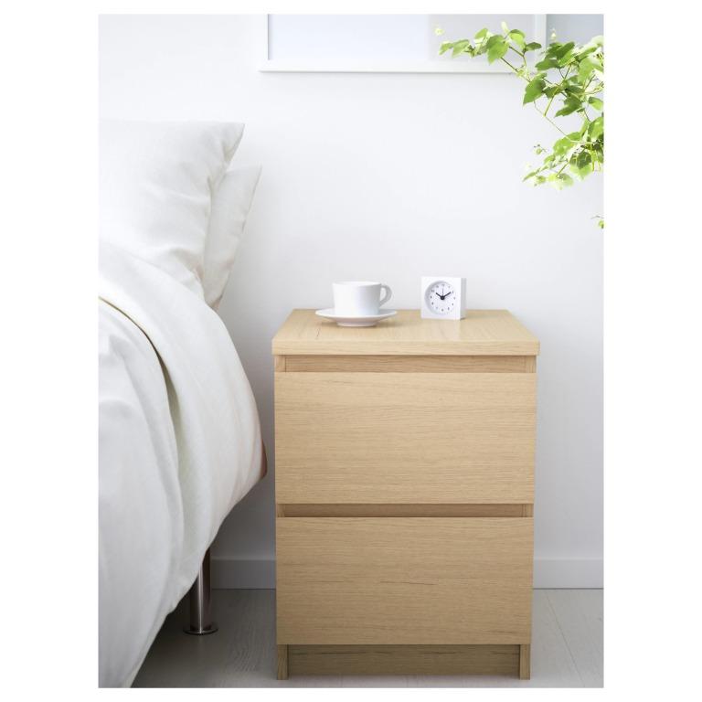 IKEA MALM Bedside Table Drawers x2 + Free Bedside Lamps!!, Furniture