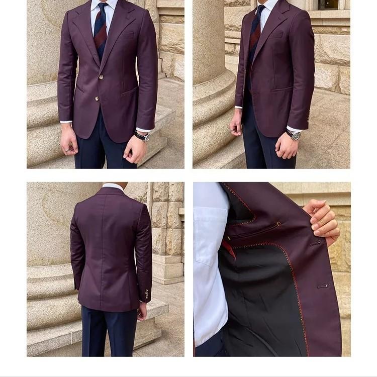 Men suit Blazer jacket suit maroon beige Blazer slim fit casual men jacket