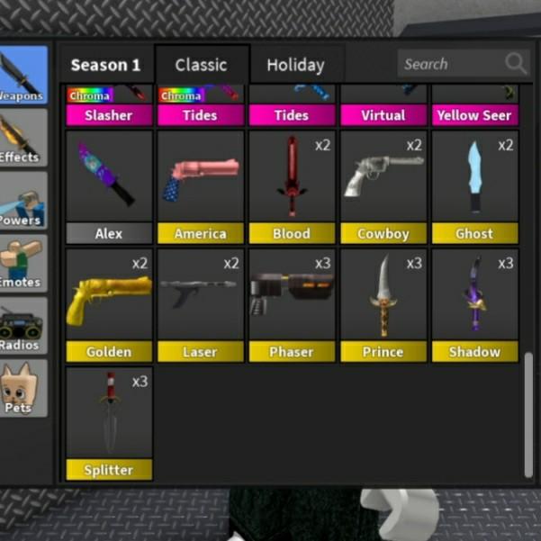 Mm2 Godly & Chroma Halloween Christmas Vintage Eternal Knifes & Gun Murder  Mystery 2 Roblox