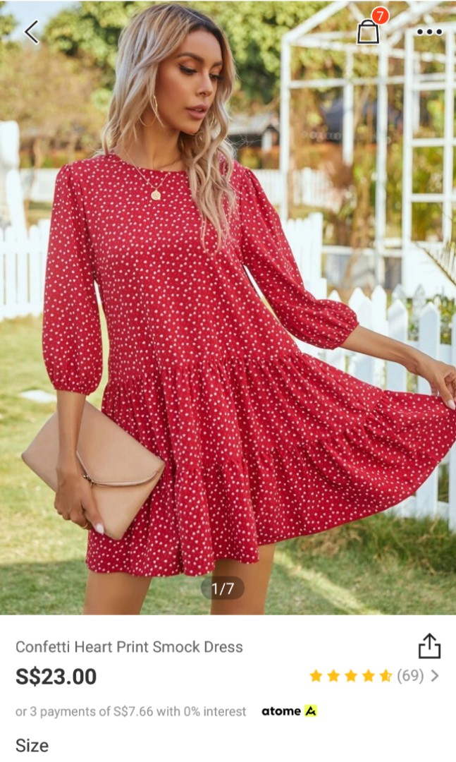SHEIN Dress - red with white hearts 