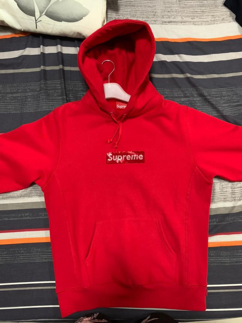 Swarovski box logo hoodie sales