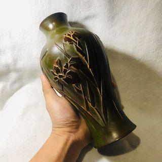 Unique Metal Vase with Iris Design