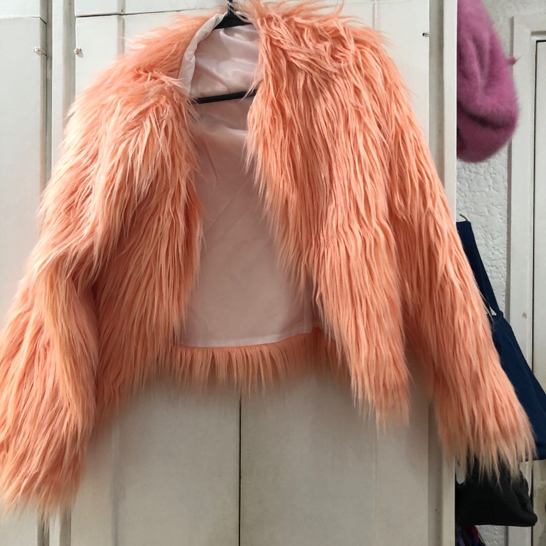 Peach faux fur sales jacket