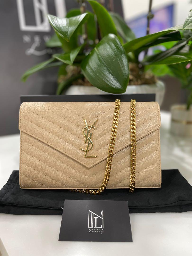 YSL Beige Caviar WOC Chain GHW