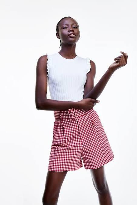 Zara gingham bermuda shorts no belt Women s Fashion Bottoms
