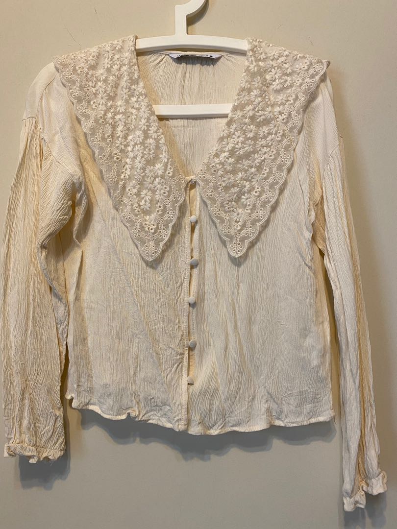 Zara lace collar blouse clearance