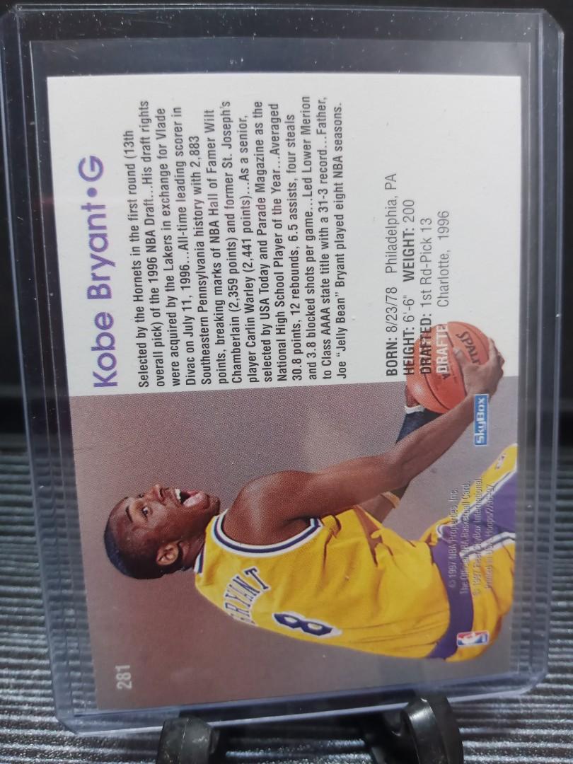 1996-97 Hoops #281 Kobe Bryant RC (Category: Raw Singles) located in Paranaque City. Submitted by limitedrun (Listing ID 1091379256, Image 2). Description: 1996-97 Hoops #281 Kobe Bryant RC not mint some minor chipping at upper part, please see pics MUST HAVE!! HARD TO FIND!! PAYMENT: •Bank deposit -BDO, BPI, GCash SHIPPING: •Grab Express, Lalamove, Mr.Speedy (buyer shoulders shipping fee) MEET-UPS: No meetups for the meantime due to COVID-19 pan