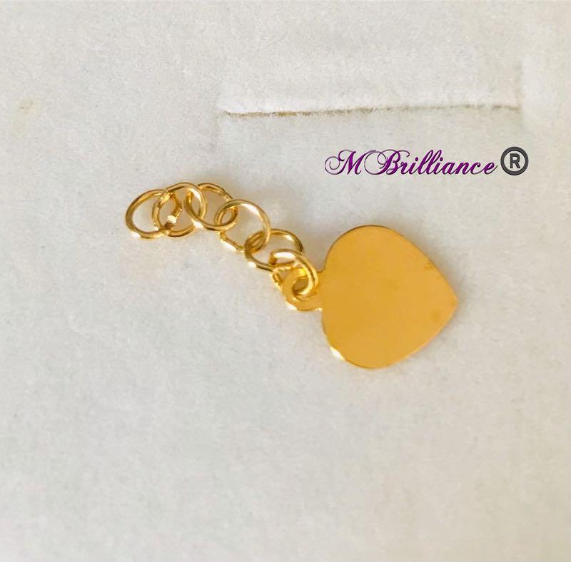 916 gold bracelet chain extension with heart charm