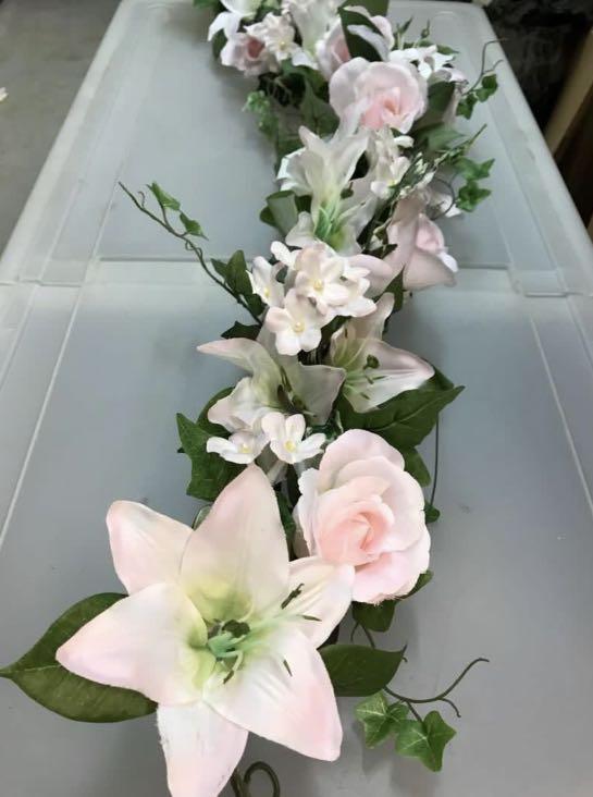 粉紅色玫瑰百合花藤結婚布置物品 手作 自家設計 美術工具 Carousell