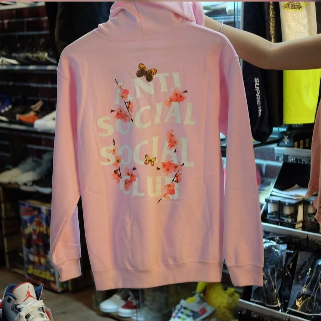 Anti social social top club kkoch pink hoodie