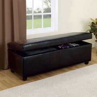 Black PU Storage Bench 150cm