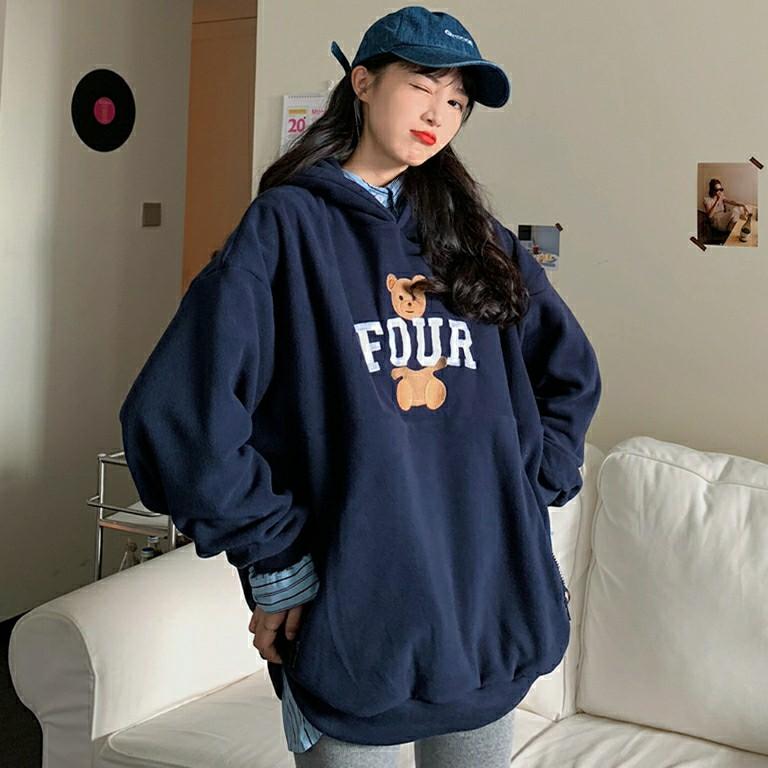Blue Cute Four Bear Korean Ulzzang Hoodie