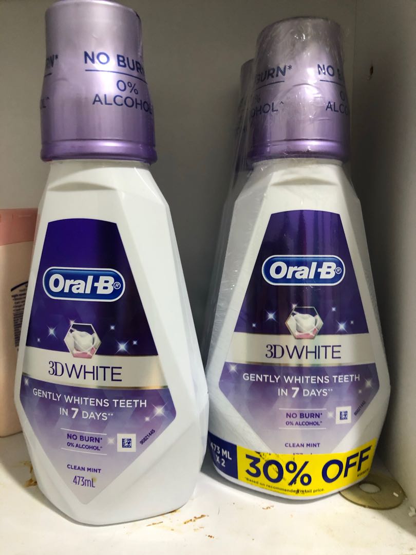 Bnib Oral B 3d White Mouthwash 50 Loss Beauty Personal Care Oral Care On Carousell