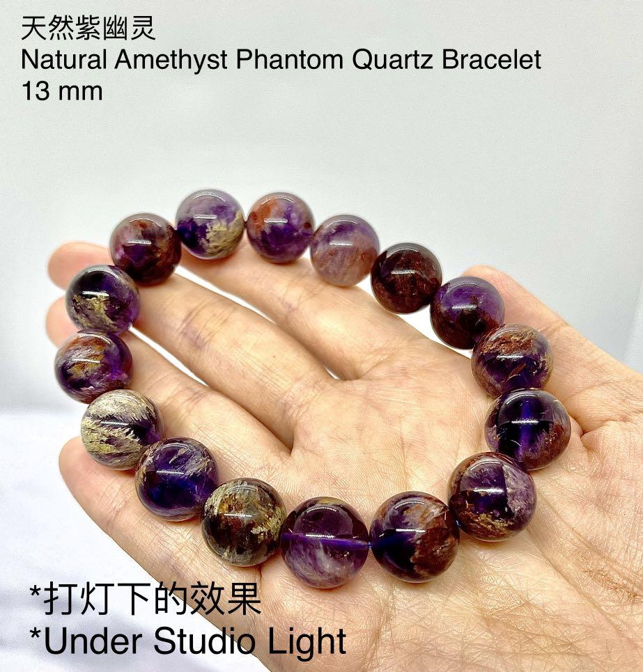 Phantom Amethyst Quartz, Purple Red Crystals, Mix Clear Beads, Reiki Jewelry,  Meditation Mala, Healing Gemstone Bracelet, Yoga Mala - Etsy